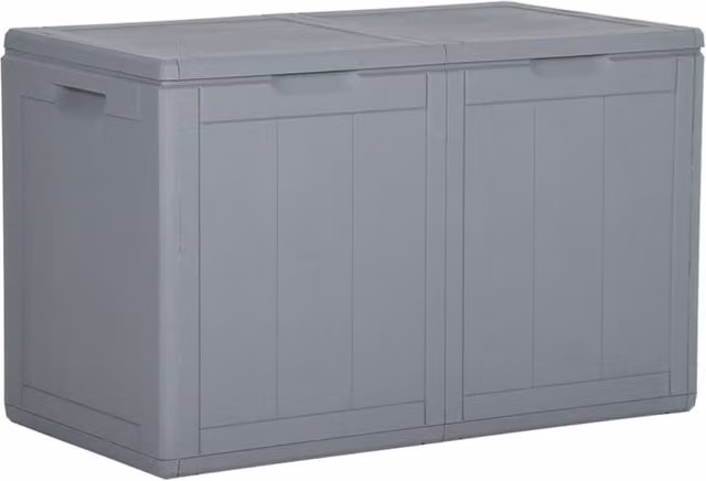 Berkfield Home Grey Rattan Garden Storage Box 180L