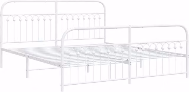 Berkfield Home Metal Bed Frame with Footboard, White, W/D/H: 187 x 100 x 207 cm