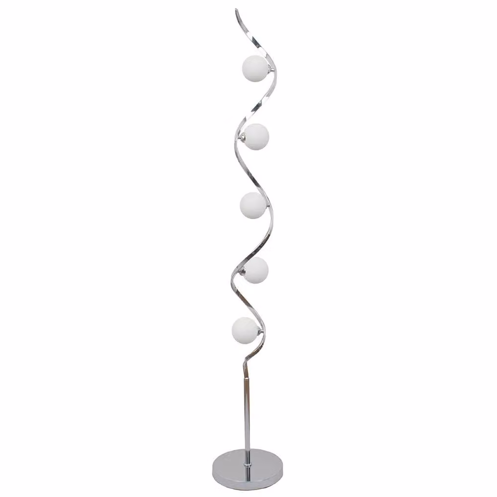Pagazzi Lighting Bombo 5 Light LED Floor Lamp in Polished Chrome and Silver with Glass Spheres, Height: 160 cm – 2