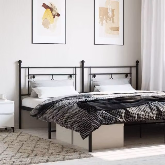 Berkfield Home Classic Metal Headboard in Black, Width: 193 cm – 1