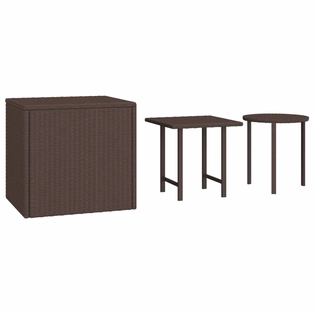 Berkfield Home Set of 3 Brown Poly Rattan and Metal Side Tables – 2