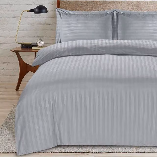 Casabella Silver Striped Duvet Cover and Pillowcase Set, 200 x 200 cm