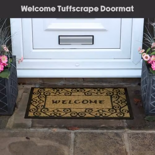 JVL Woven Coir Tuffscrape Doormat with Scroll Pattern in Beige, W: 45 cm, D: 75 cm – 3
