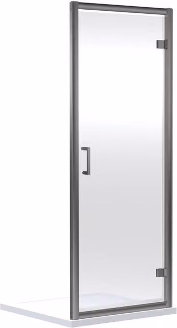 Balterley Hinged Rectangular Shower Door with 6mm Clear Glass in Silver Brushed Finish – 1
