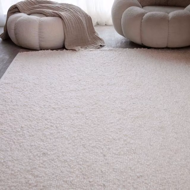 The Rug Shop UK Cream Modern Plain Polyester Easy to Clean Area Rug, W: 200 cm, D: 290 cm – 1