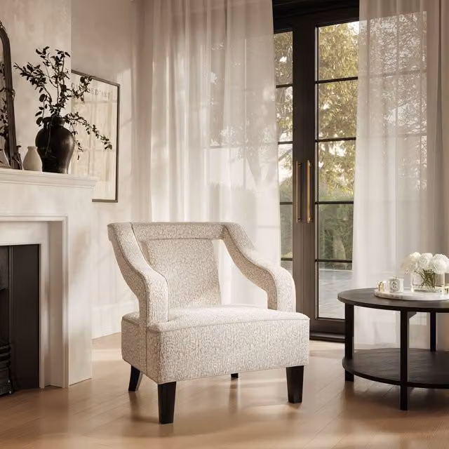 LPD Home Sofia Tub Chair in Beige Bouclé with Armrests