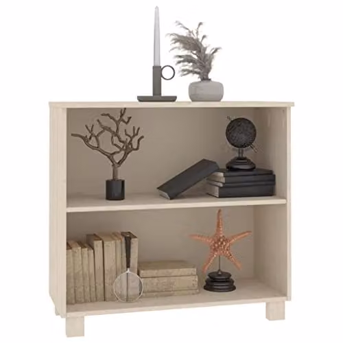 vidaXL HAMAR Solid Pine Tiered Shelf Sideboard, Brown and Beige, W: 85 cm, D: 35 cm, H: 180 cm – 4