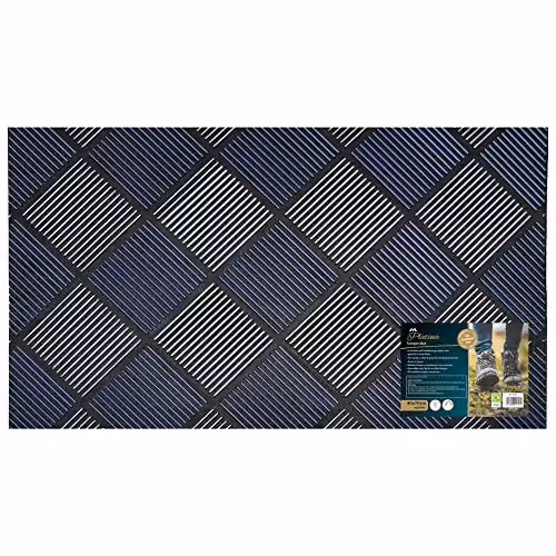 JVL Platina Rubber Scraper Doormat, Silver/Blue, W: 40 cm, L: 70 cm – 1