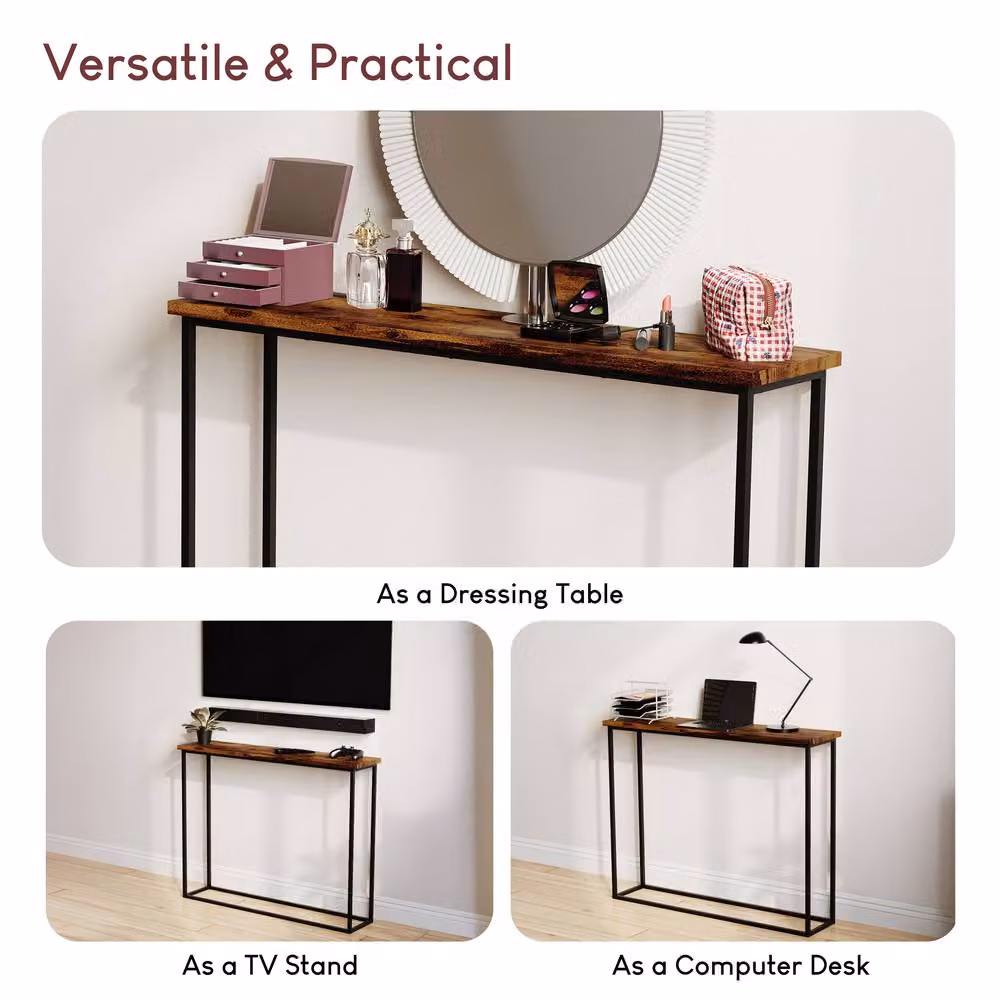 Vida Designs Multi-purpose Console Table with Metal Legs in Dark Brown – 4