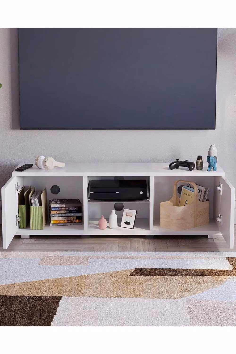 Vida Designs Cosmo 2 Door LED TV Unit in White – 3