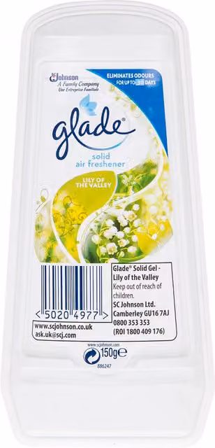 Glade Solid Gel Air Freshener Lily of the Valley Odour Eliminator, White, Pack of 8 (8 x 150g) – 1