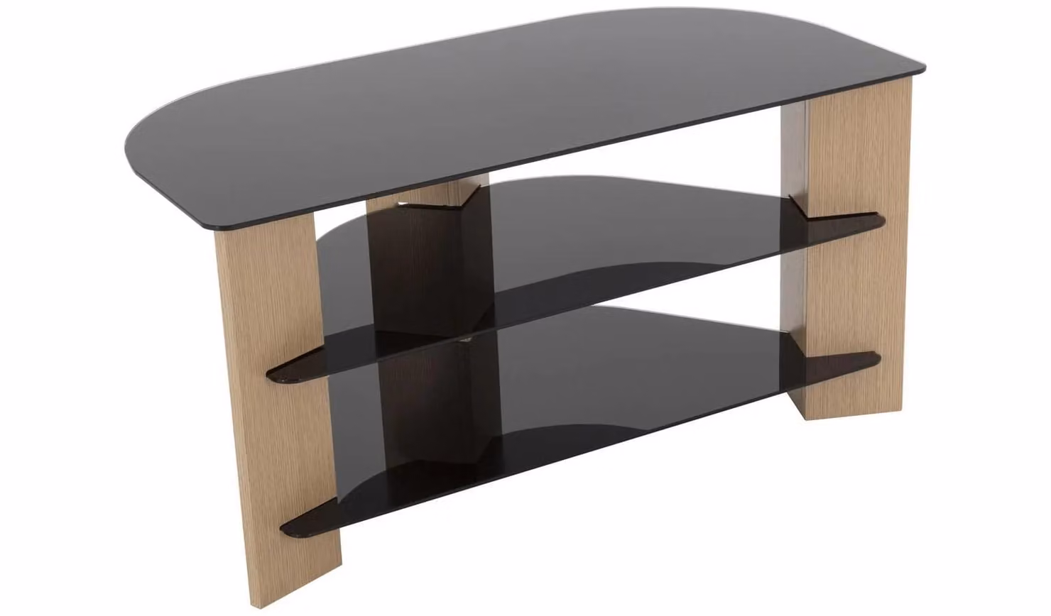 AVF Modern Oak Effect TV Stand with Black Glass Shelves for up to 42 Inch TVs