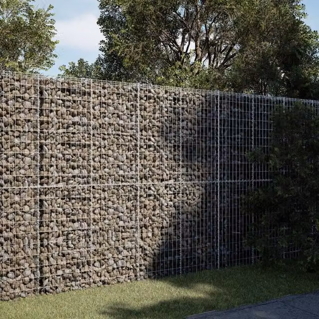 Berkfield Home Silver Galvanised Steel Gabion Basket with Cover, W/D/H: 200 x 50 x 200 cm – 1