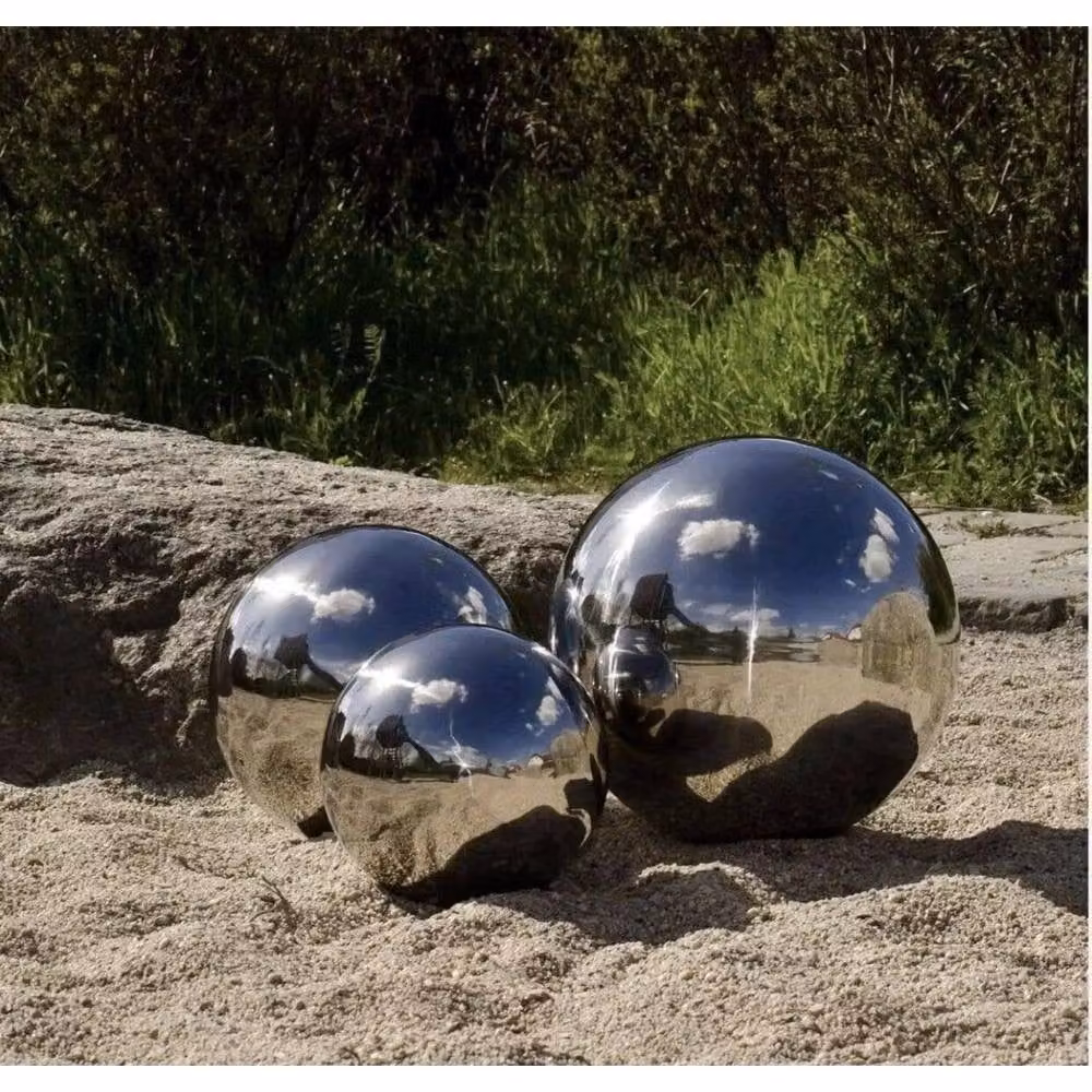 FLAVORA 3 Piece Stainless Steel Mirror Reflective Garden Spheres in Silver – 4