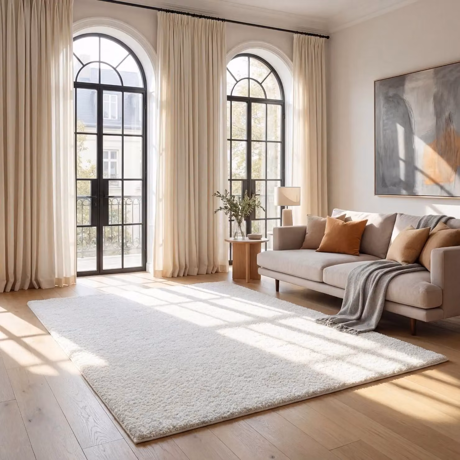 THE RUGS White Plain Shaggy High Pile Rug, W/D/H: 290 x 200 x 3 cm – 5