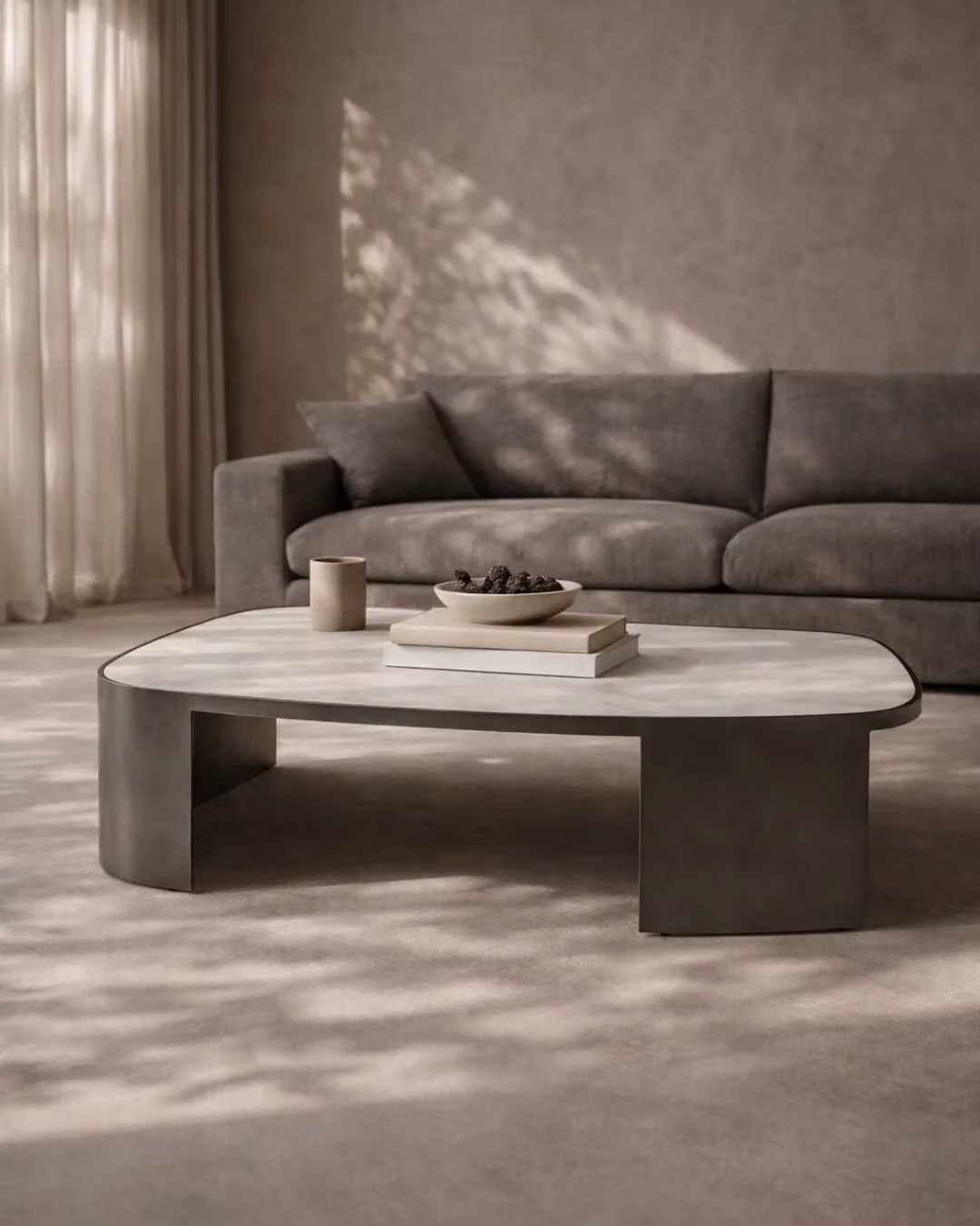 Tommy Franks Remy Oval Marble Coffee Table in Grey and White