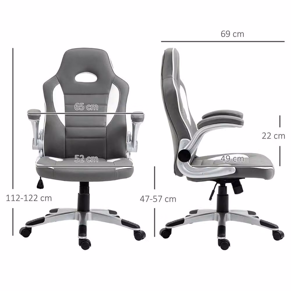 Nordara Grey PU Leather Ergonomic Swivel Gaming and Office Chair with Armrests – 2
