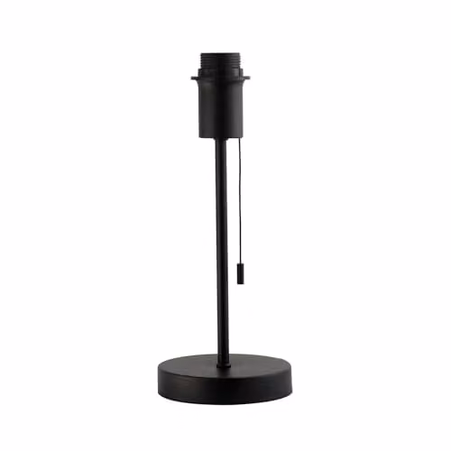 Happy Homewares Classic Metal Table Lamp Base in Black with Pull Chain Switch, H 31 cm x W 13 cm x D 13 cm