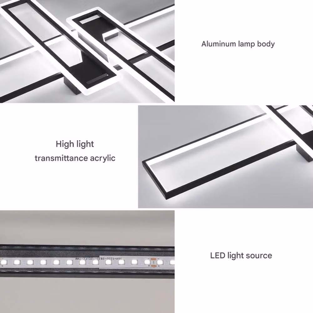 COMELY 65W Modern LED Ceiling Light in Black with Cool White Light, W: 120 cm – 4