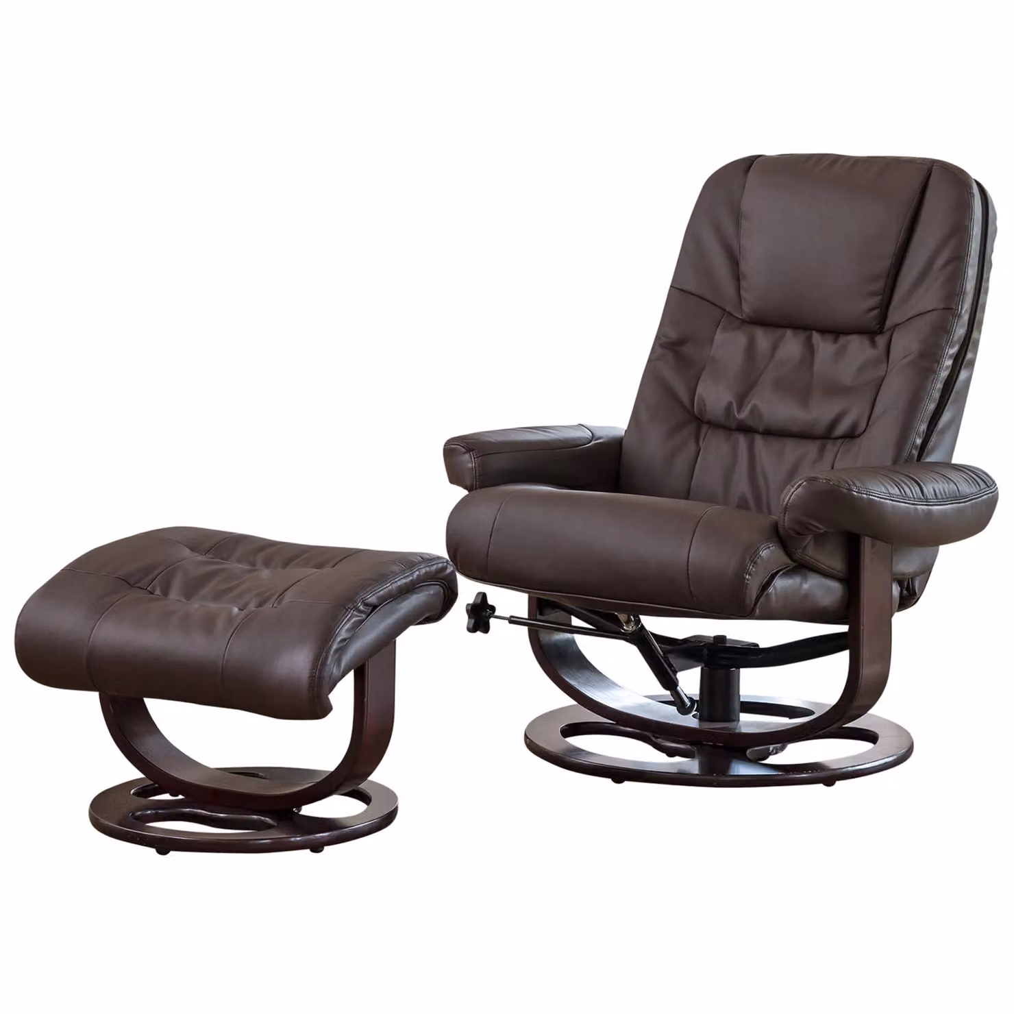 Artemis Home Burdell Brown Synthetic Leather Swivel Recliner Chair and Footstool, Width: 88 cm – 3