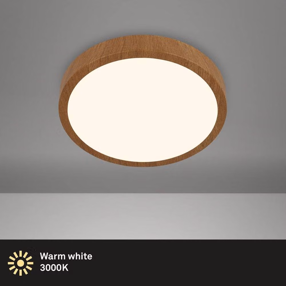 Briloner Wood Effect LED Ceiling Light, Brown, 16W, 2000lm, 3000K, Diameter: 28 cm – 2