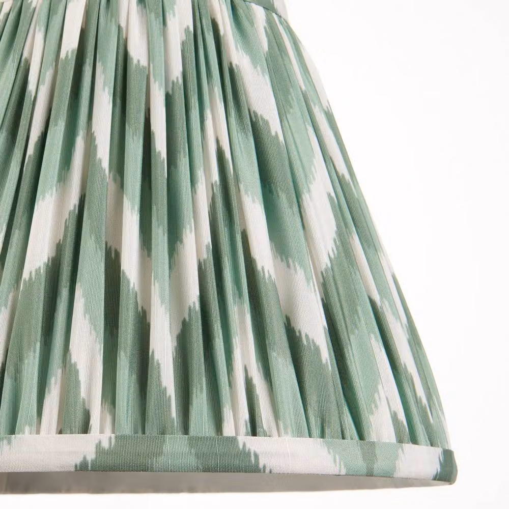 Netlighting Burley Rechargeable LED Floor Lamp with Green Fabric Cone Shade and Gold/Brass Metal Base – 4