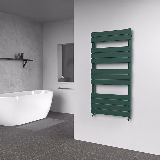Lux Heat Flat Coloured Towel Radiator in Green, W: 60 cm, H: 120 cm