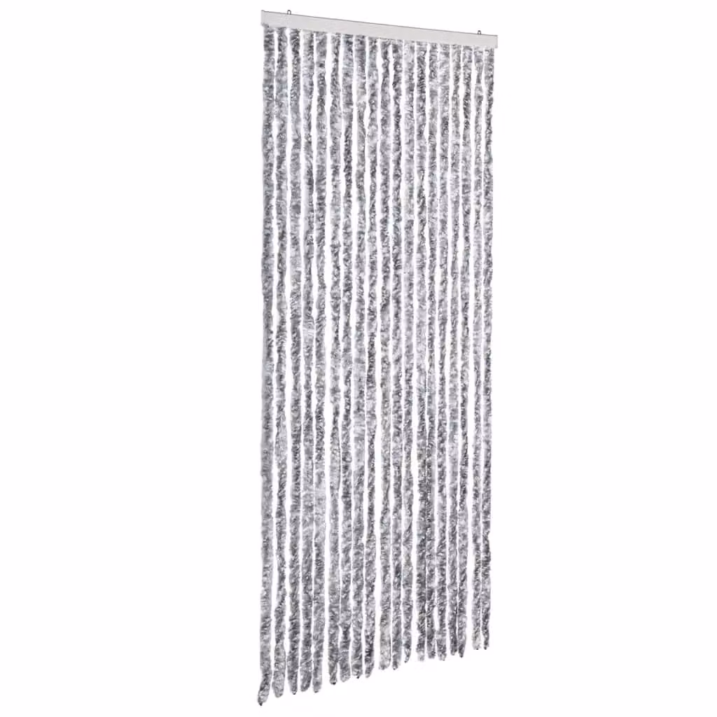 Berkfield Home Chenille Insect Curtain in White and Grey, W: 56 cm, H: 200 cm – 1