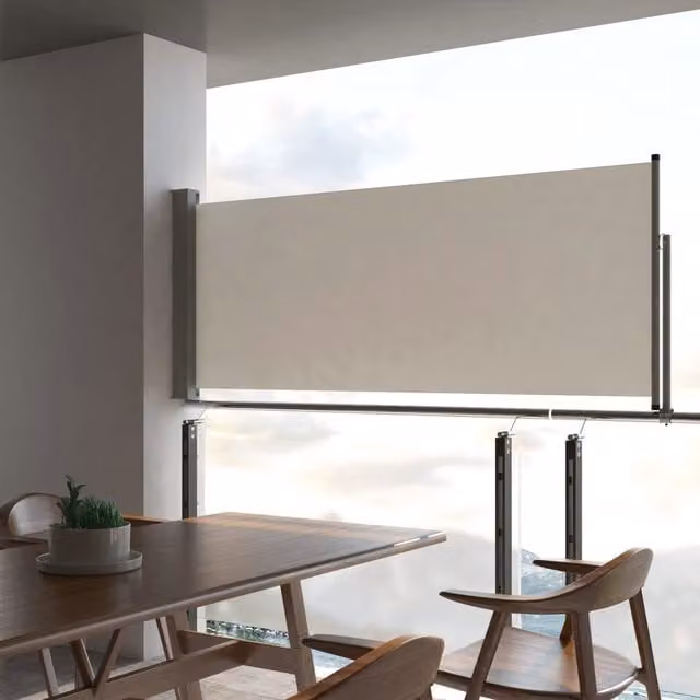 Berkfield Home Patio Retractable Side Awning in Beige, W/H: 300 x 100 cm