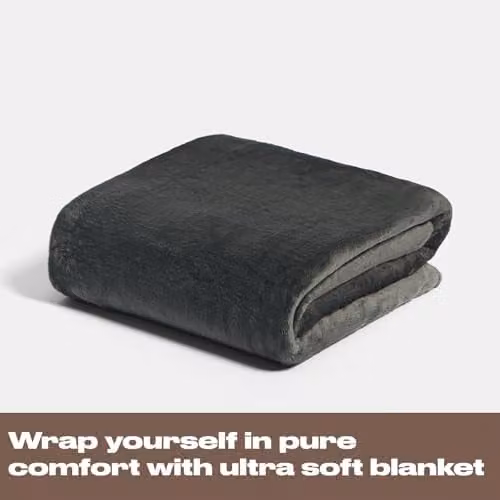 OHS Fluffy Fleece Throw Blanket in Anthracite Grey, W/D/H: 150 x 200 cm – 3