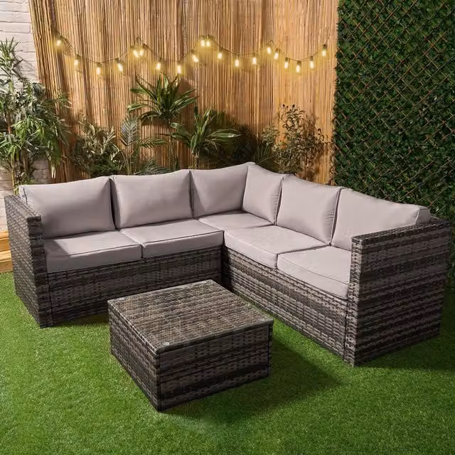 OHS Modern 3 Seater Rattan Sofa in Grey