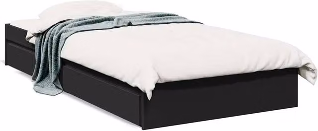 Berkfield Home Small Single Bed Frame with Drawers, Black, W/D/H: 75 x 190 x 28 cm – 1
