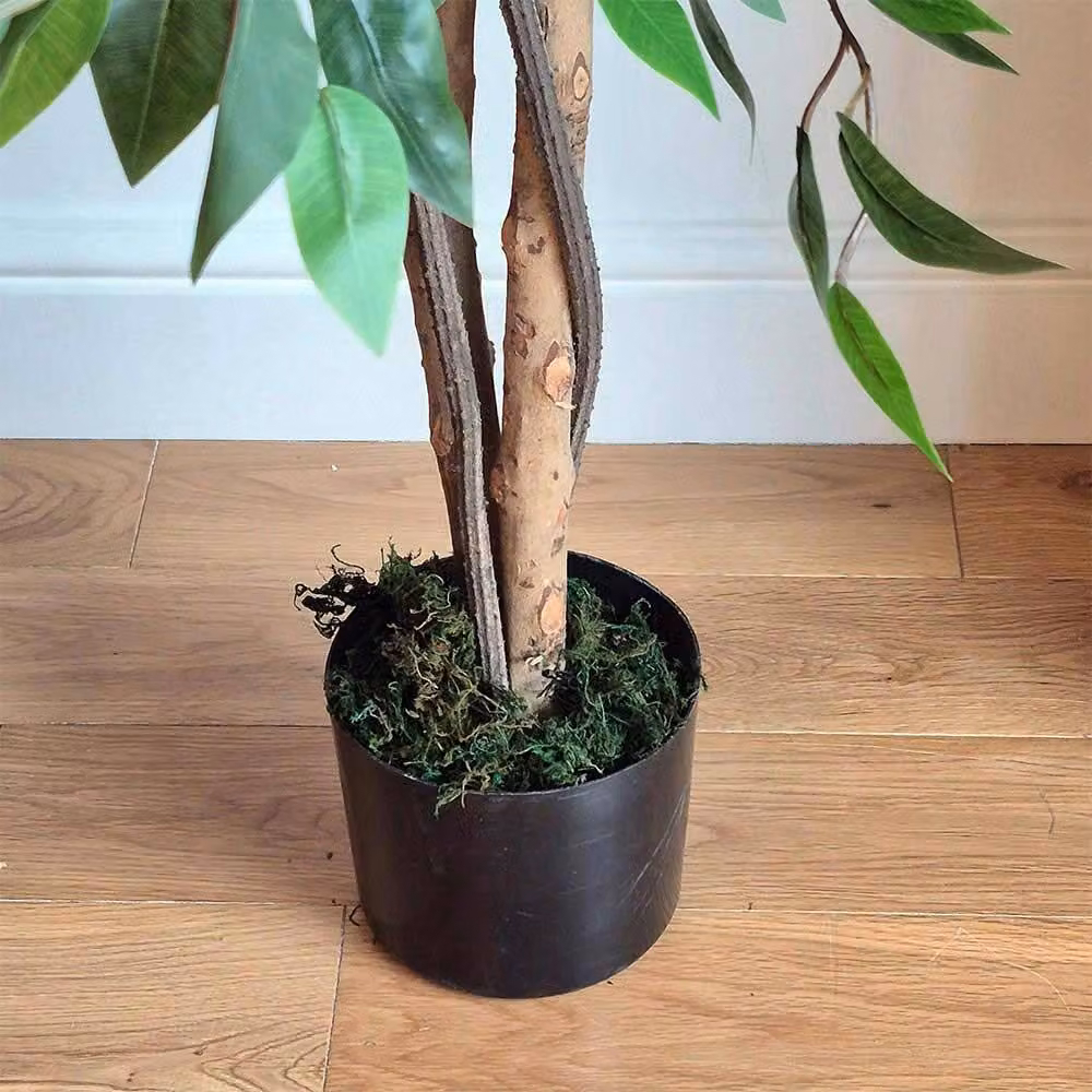 Voltico Artificial Banyan Tree in Black Pot, Green, Height: 150 cm – 5