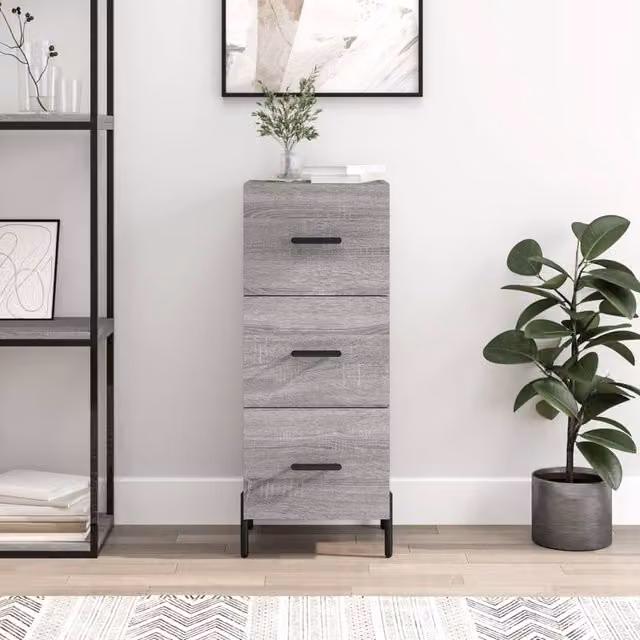Berkfield Home Grey Sonoma Sideboard, W/D/H: 34.5 x 34.5 x 90 cm
