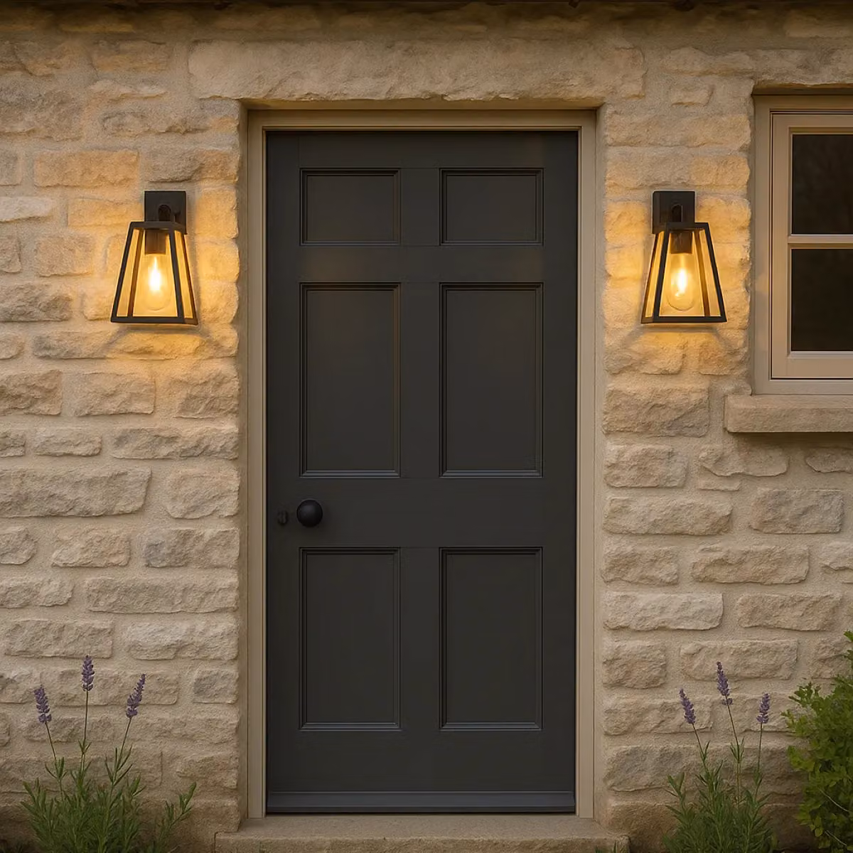 CGC Lighting Callie Black Outdoor Wall Light with Transparent Glass Diffuser – 2