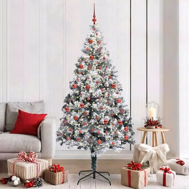 Berkfield Home Artificial Green Christmas Tree with 300 LEDs and Stand, Height: 210 cm – 1