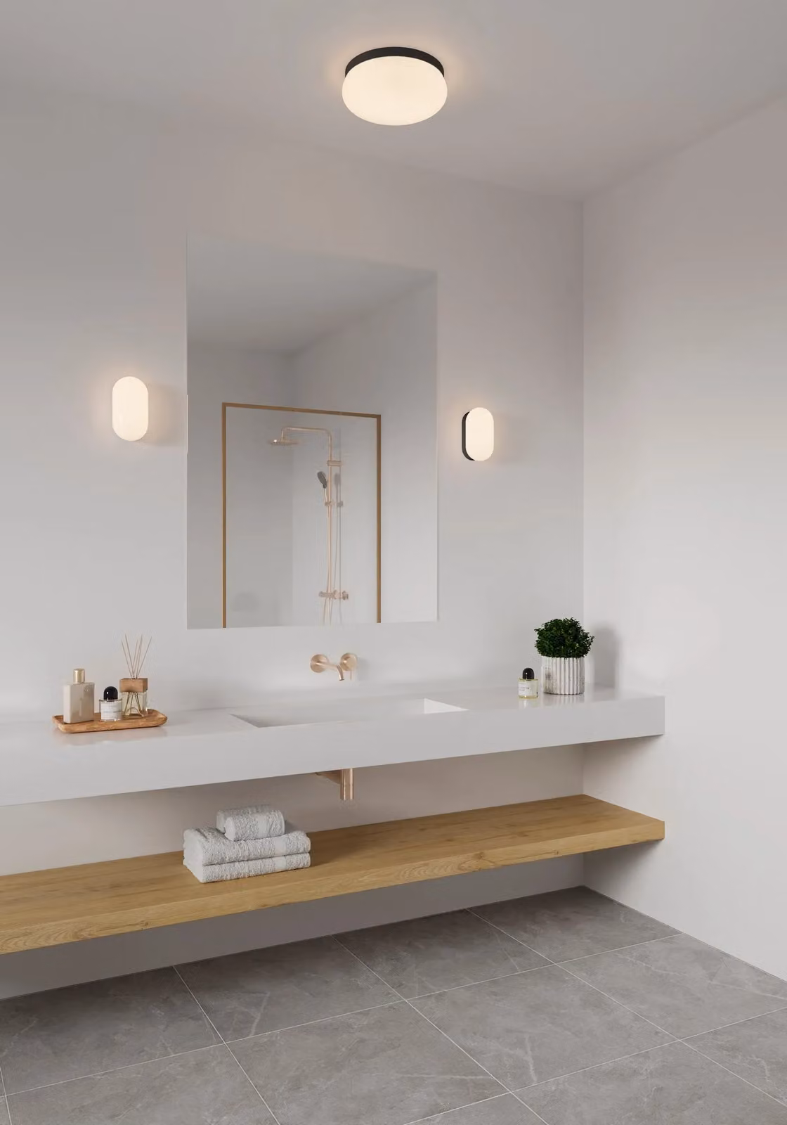 Nordlux Foam Black Plastic Up and Down Wall Light for Bathrooms, E27, IP44