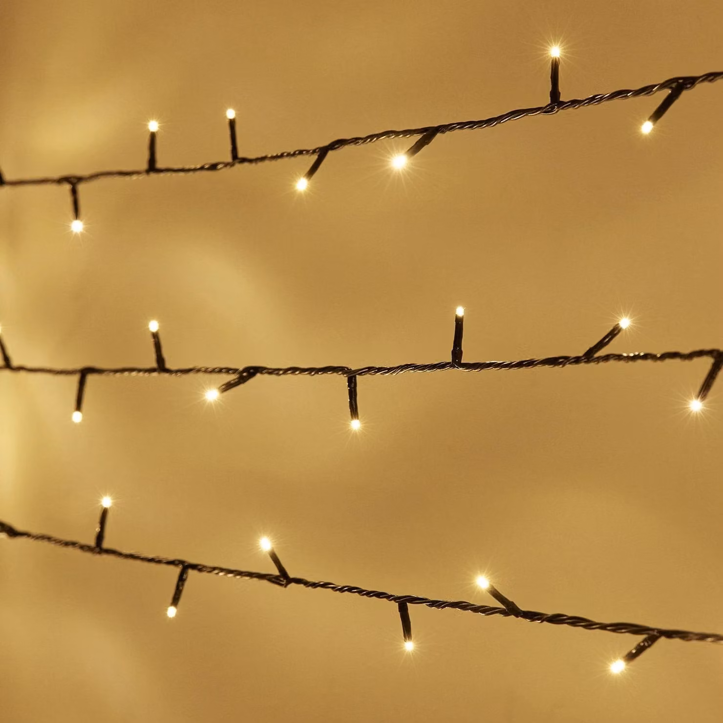 Essential Connect Warm White Connectable Fairy Lights with Green Cable, 50m