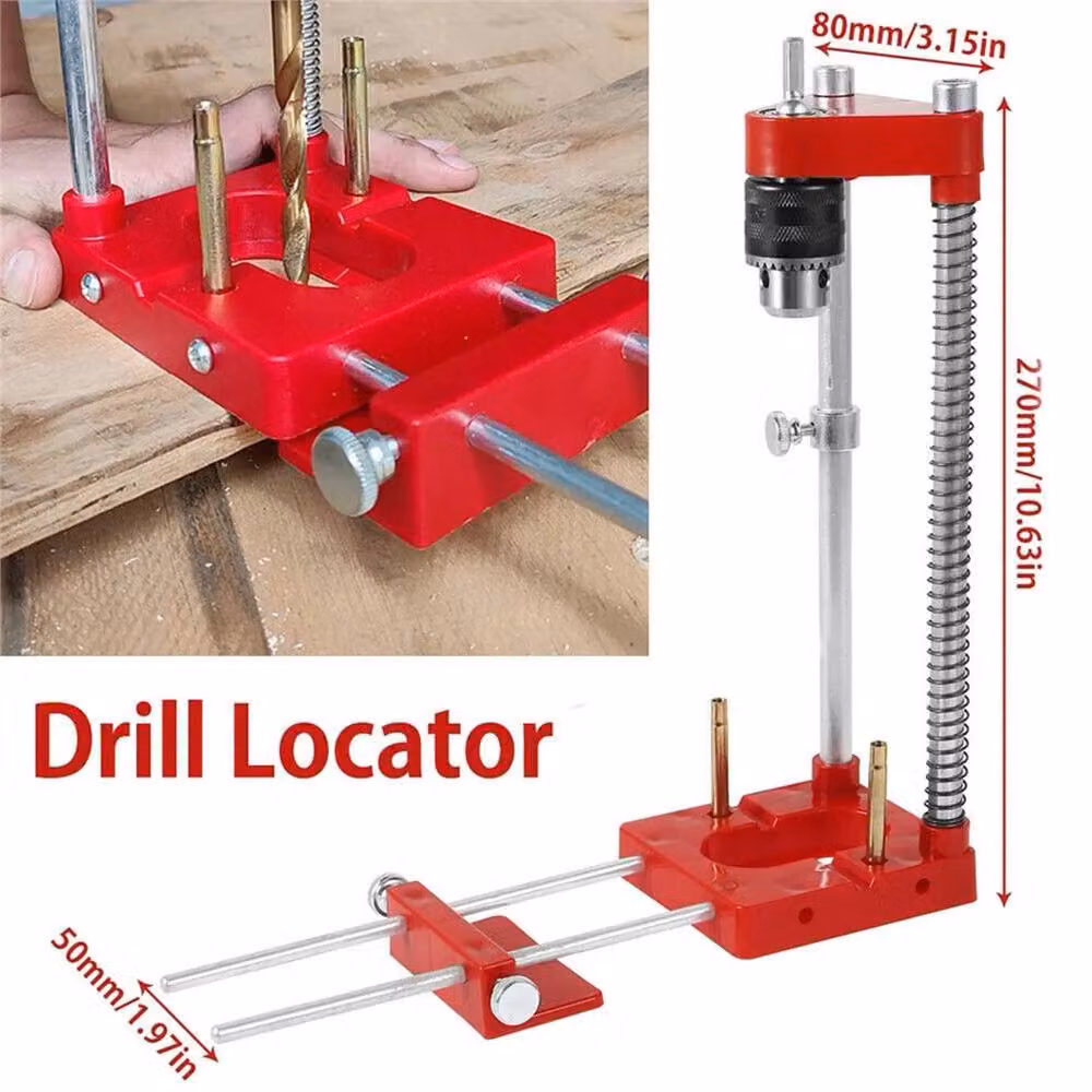 Nordara Mini Benchtop Manual Drill Press Woodworking Locator Tool Accessories Kit in Red, Stainless Steel, W: 700 mm x D: 500 mm x H: 27 mm – 2