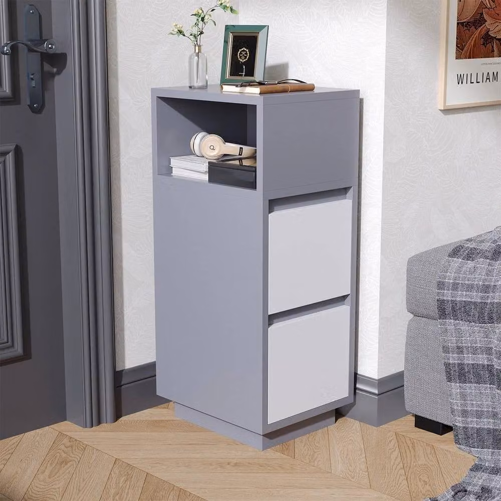 KORVIXA Grey Minimalist Bedside Table for Living Room and Bedroom, Height: 65 cm – 3