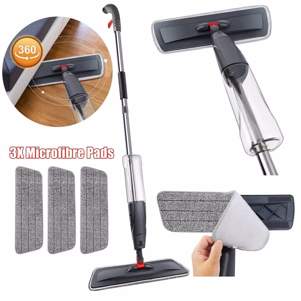 VOGREX Grey Microfibre Spray Mop with 700ml Refillable Head and Foldable Design – 4