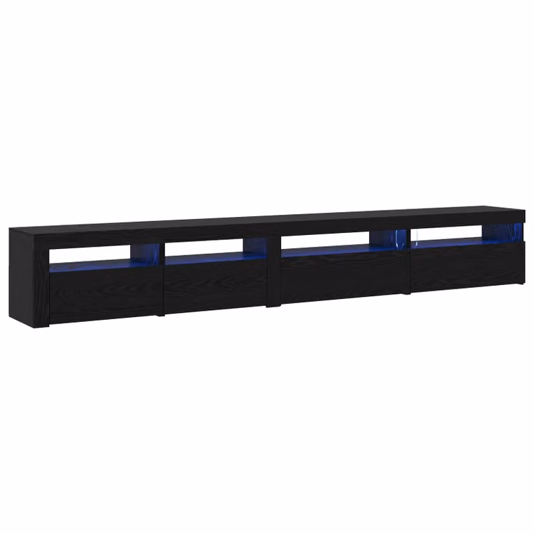 Berkfield Home Modern 3 Piece TV Cabinet Set with Integrated LED Lights in Black Oak Matt MDF