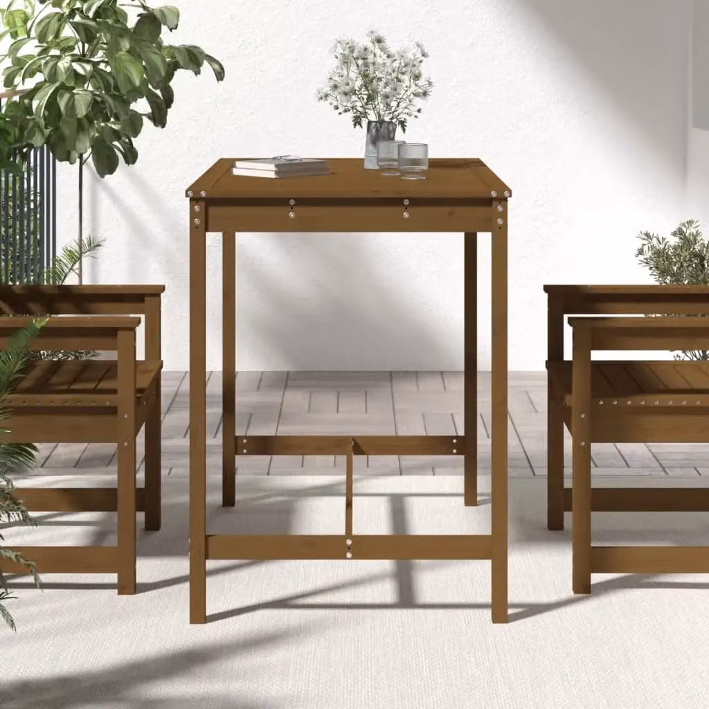 Berkfield Home Rustic Garden Table in Honey Brown Solid Pine, W: 121 cm, D: 82.5 cm, H: 110 cm – 3