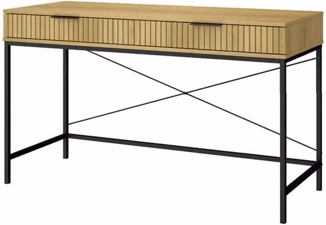 FORGEVIO 2 Drawer Compact Computer Workstation Office Desk with Steel Legs in Brown – 1
