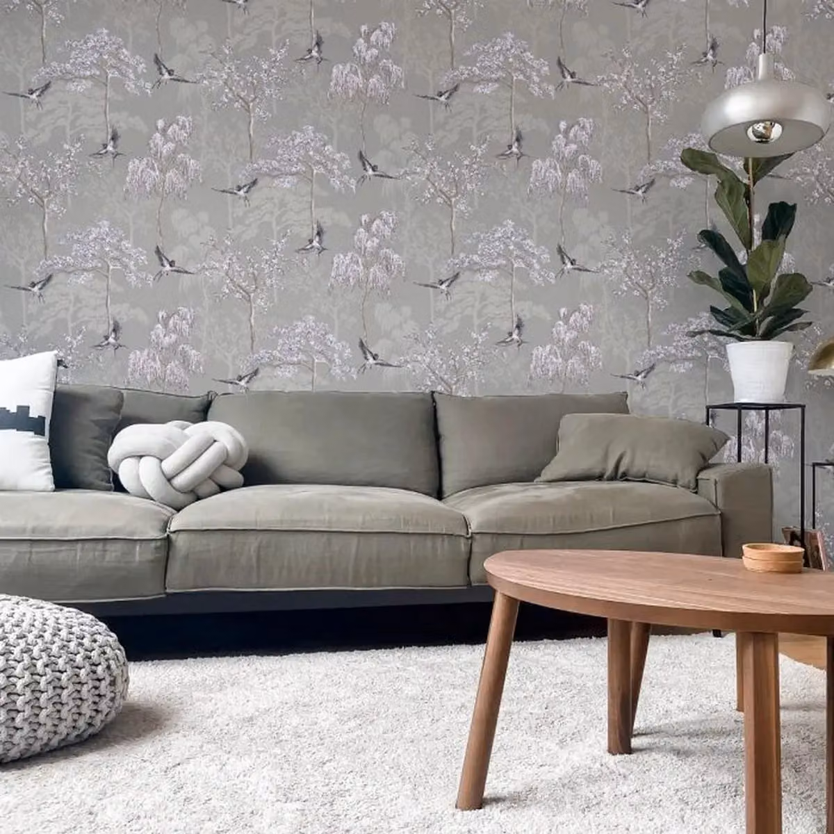 Arthouse Garden Wallpaper in Grey – 2