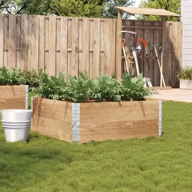 Berkfield Home Garden Wooden Raised Bed Planter in Brown, W/D/H: 100 x 100 x 100 cm – 1