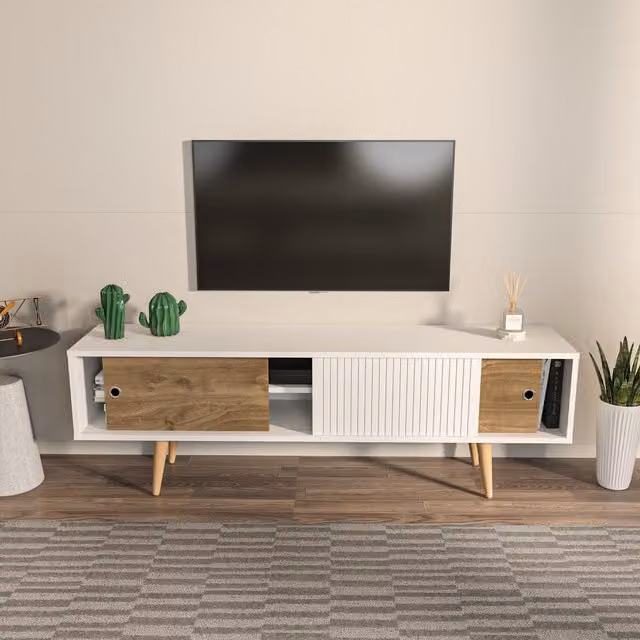 Decorotika Ecrin TV Unit in White and Brown Wood