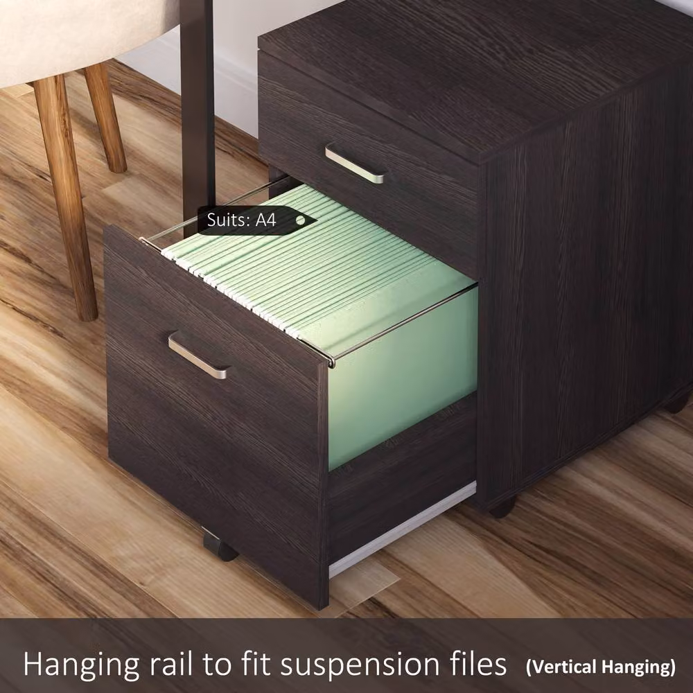 Rolipo 2-Drawer Lockable Mobile Filing Cabinet with Castors, Black – 4