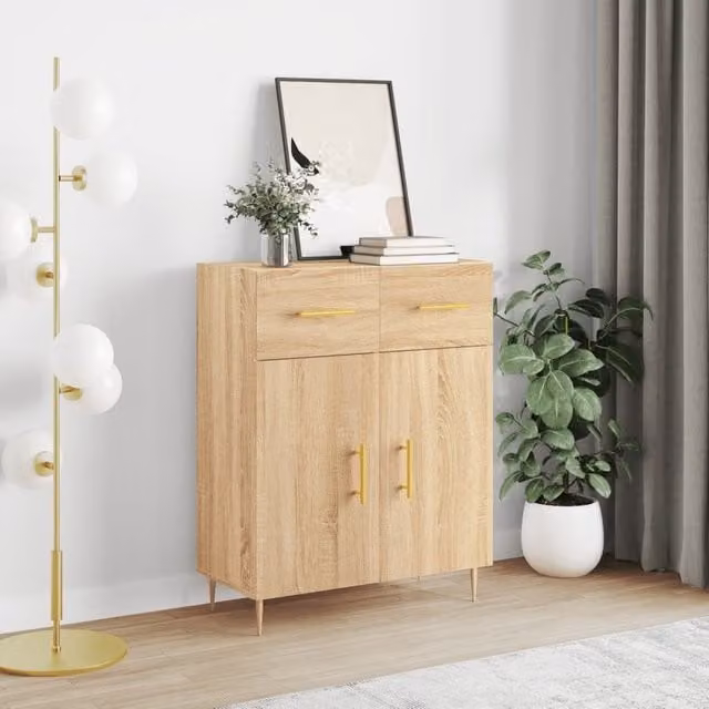 Berkfield Home Sonoma Oak Sideboard in Brown, W: 69.5 cm, D: 34 cm, H: 90 cm