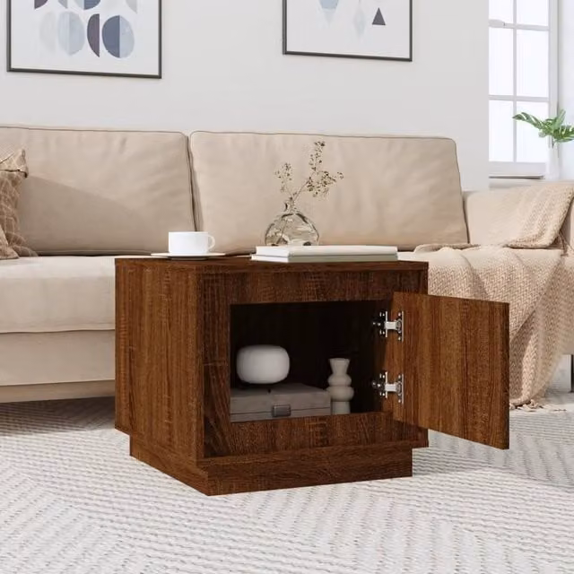 Berkfield Home Decorative Coffee Table in Brown Oak, W/D/H: 51 x 50 x 44 cm – 1